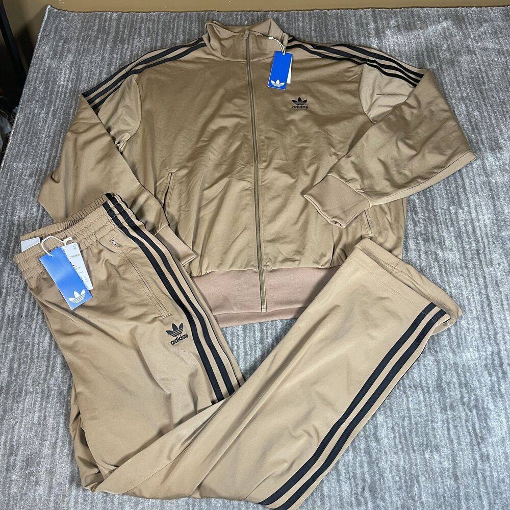 Adidas Originals Firebird Track Suit Mens Large Beige 3-Stripes JY6366 JY6369